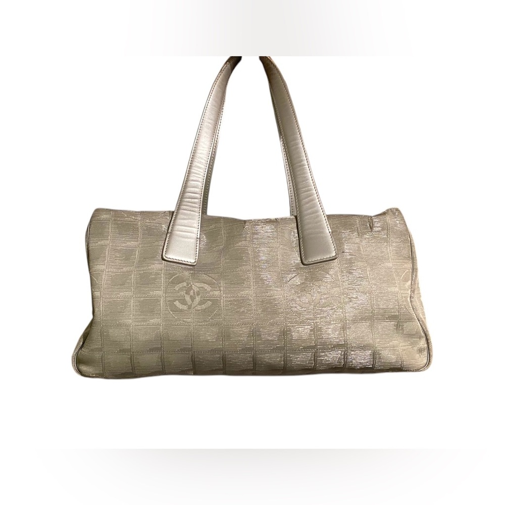 CHANEL Silver Traveline Tote Shoulder Bag Vintage